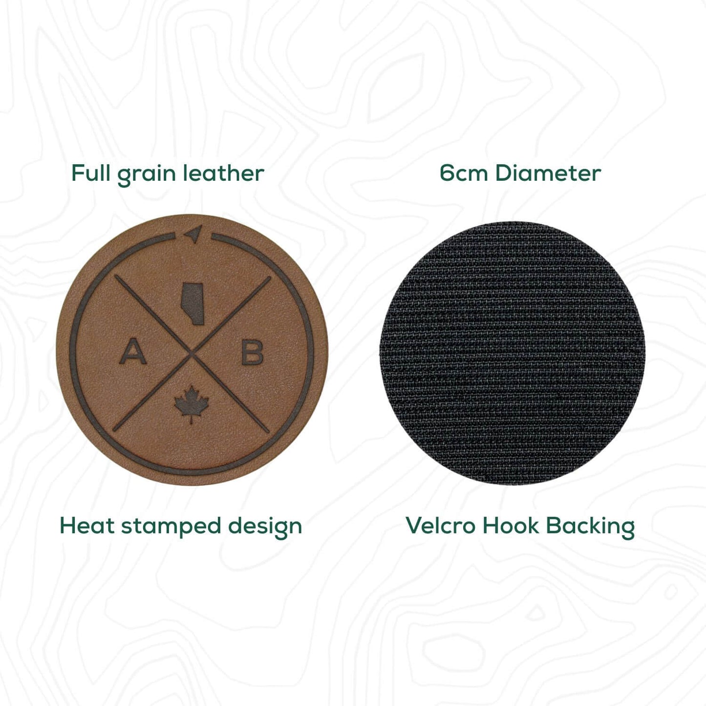 Alberta Compass Leather Patch with Velcro