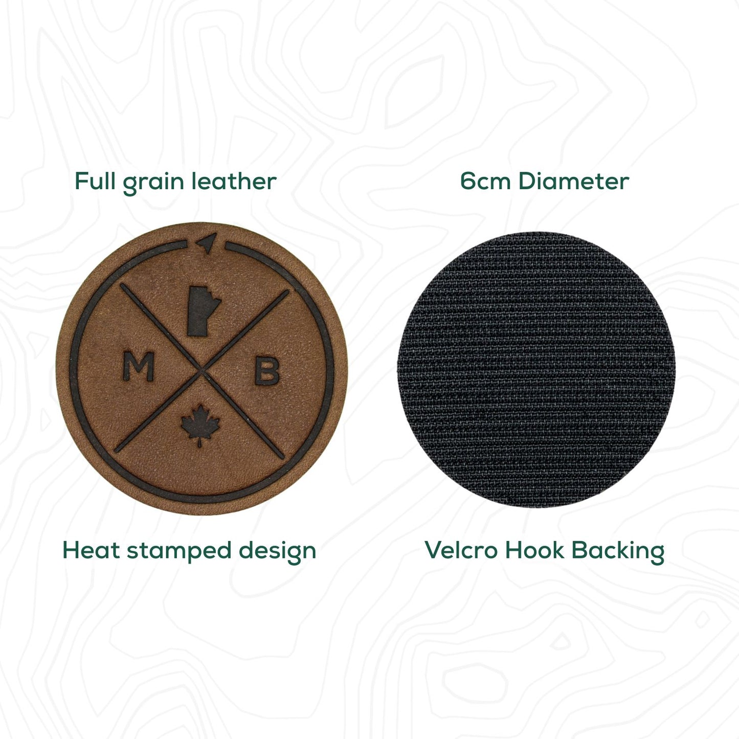 Manitoba Compass Leather Patch with Velcro