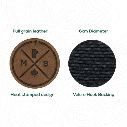 Manitoba Compass Leather Patch with Velcro