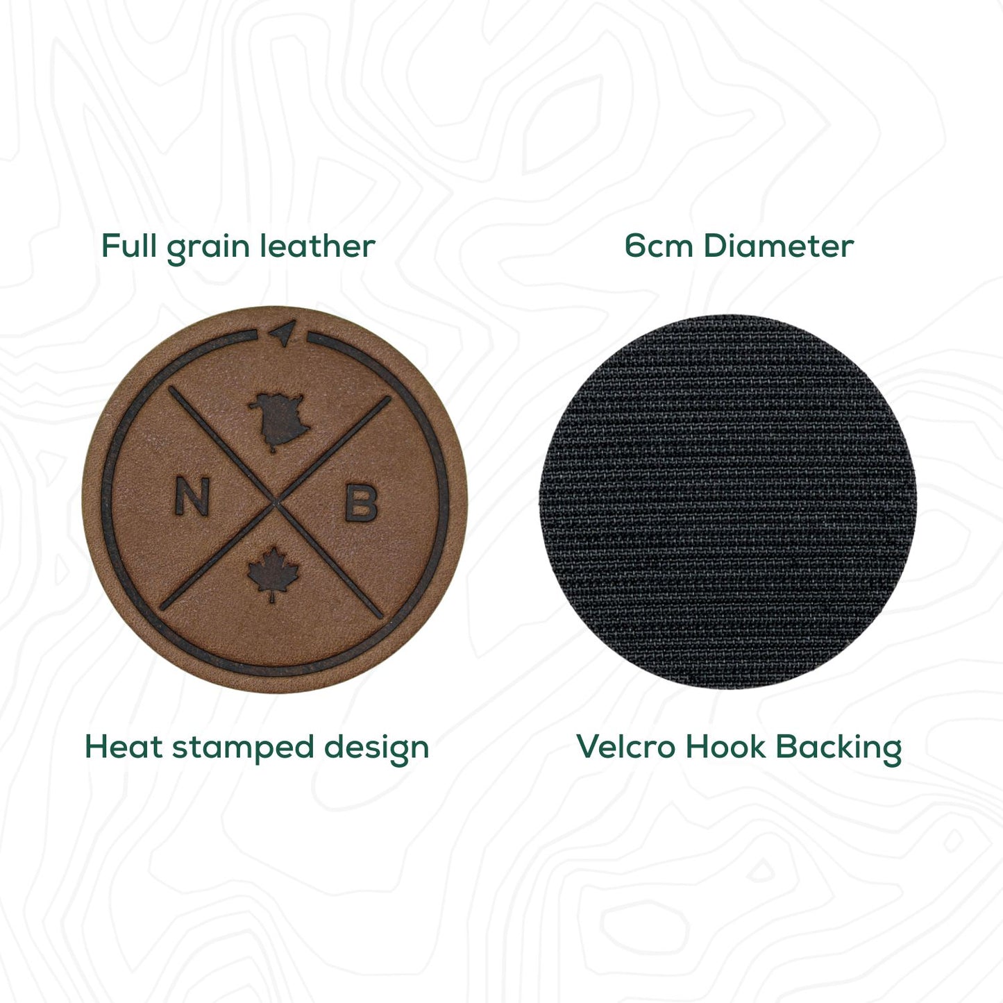 New Brunswick Compass Leather Patch with Velcro