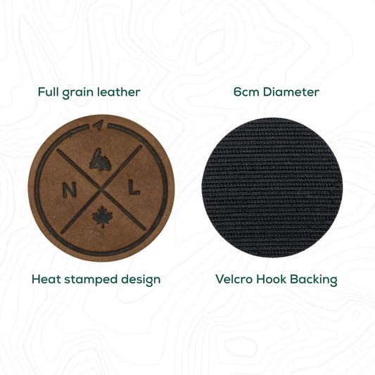 Newfoundland Compass Leather Patch with Velcro