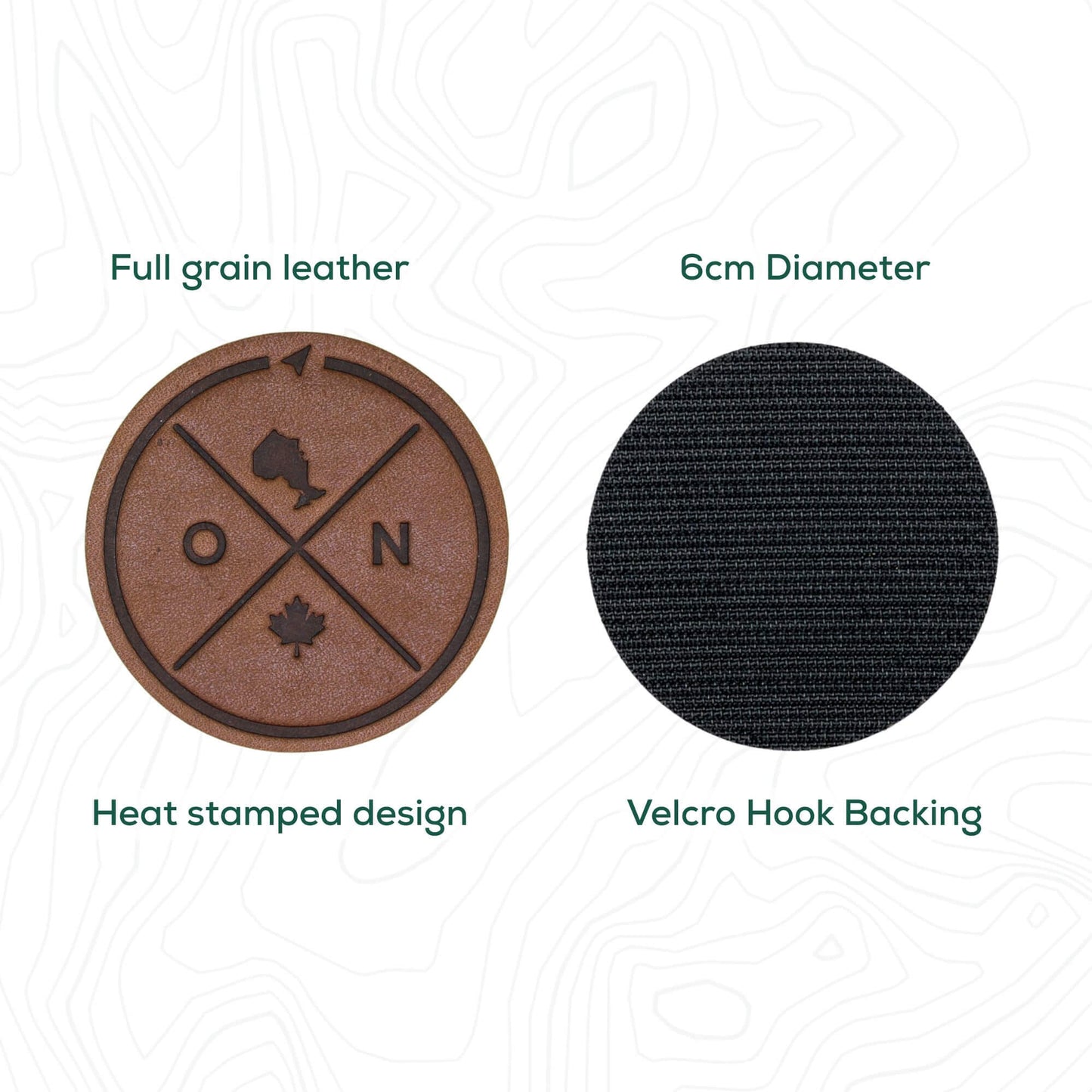 Ontario Compass Leather Patch with Velcro