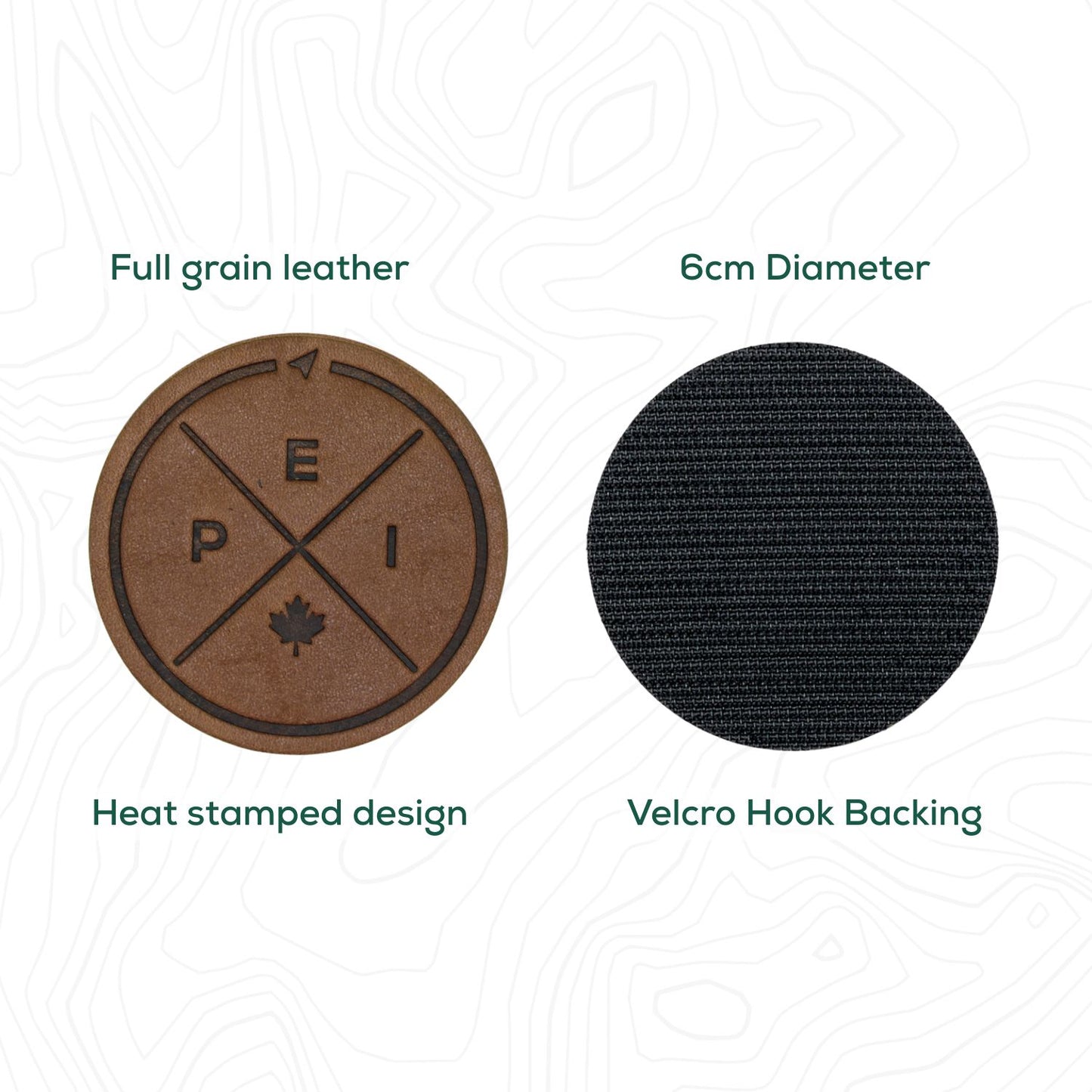 Prince Edward Island Compass Leather Patch with Velcro