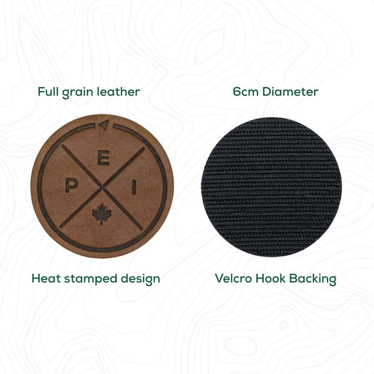 Prince Edward Island Compass Leather Patch with Velcro