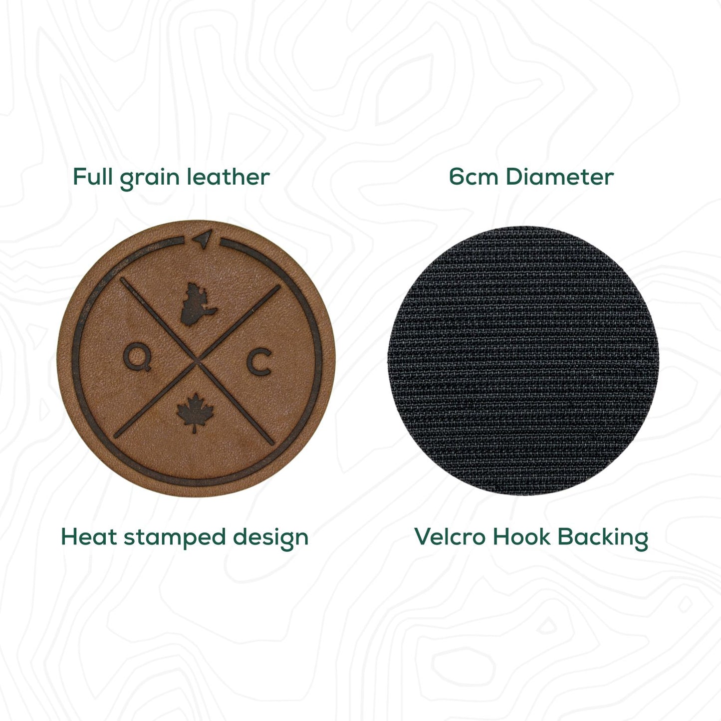 Québec Compass Leather Patch with Velcro