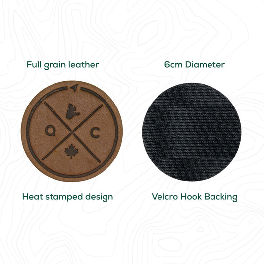 Québec Compass Leather Patch with Velcro