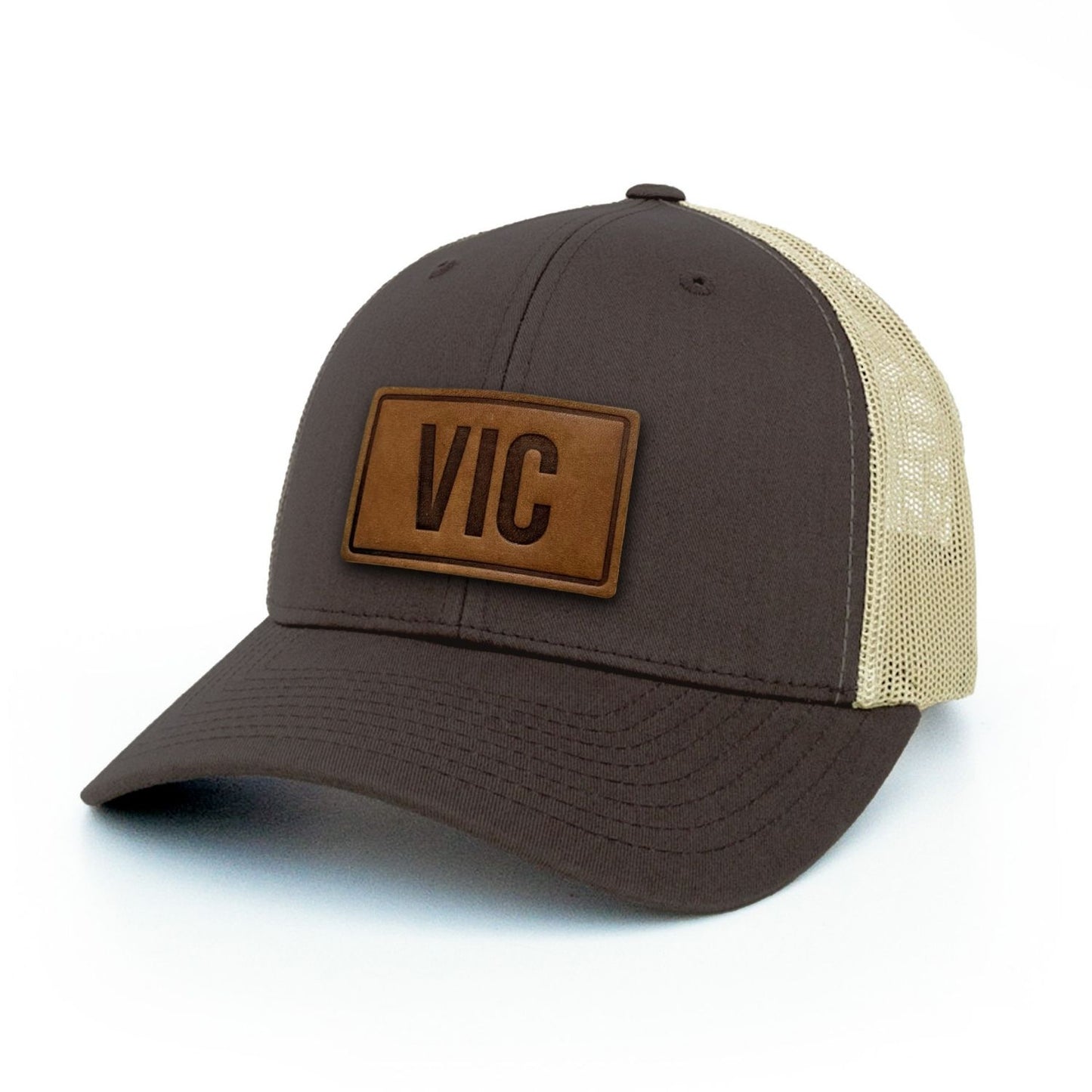 VIC Victoria Leather Patch Trucker Hat