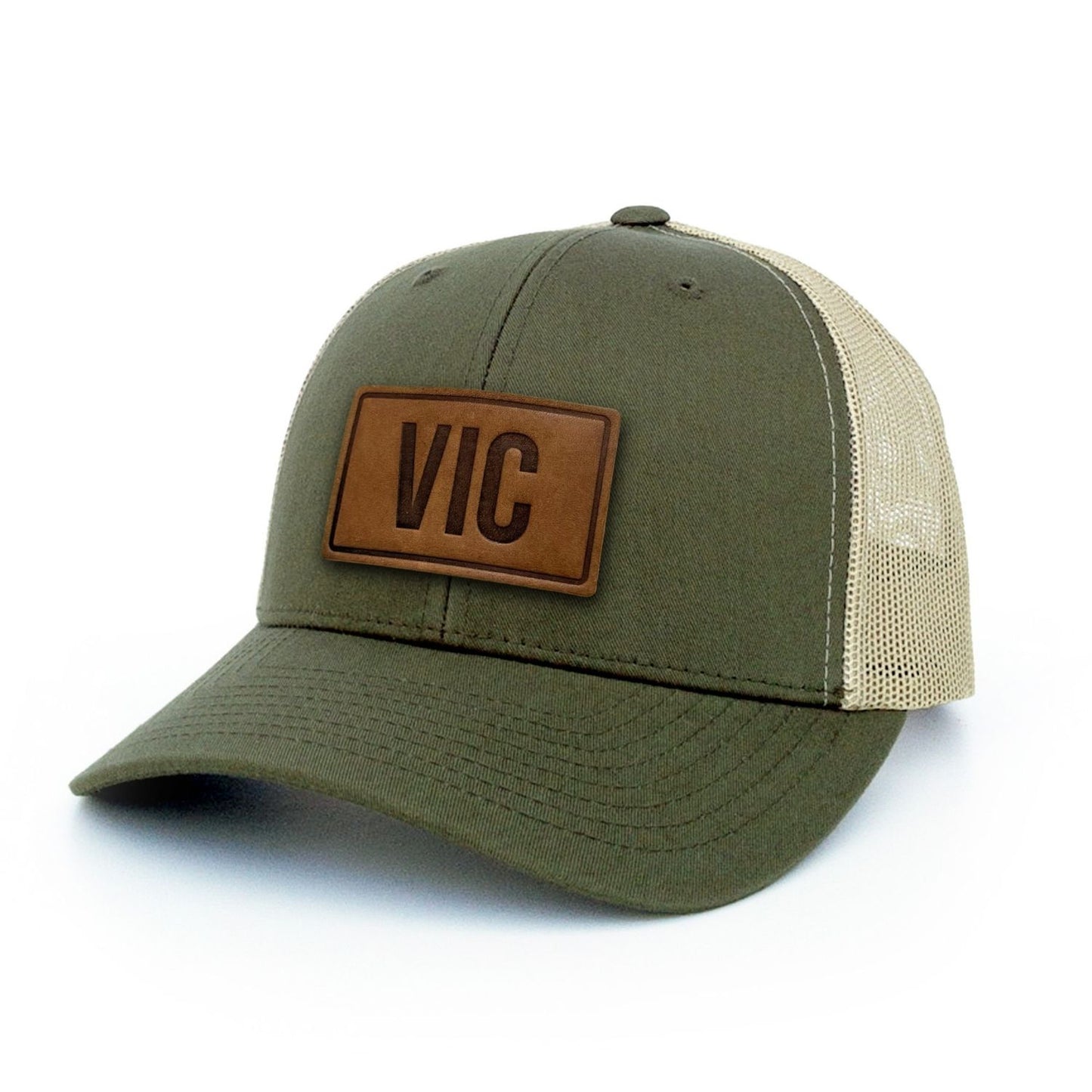 VIC Victoria Leather Patch Trucker Hat