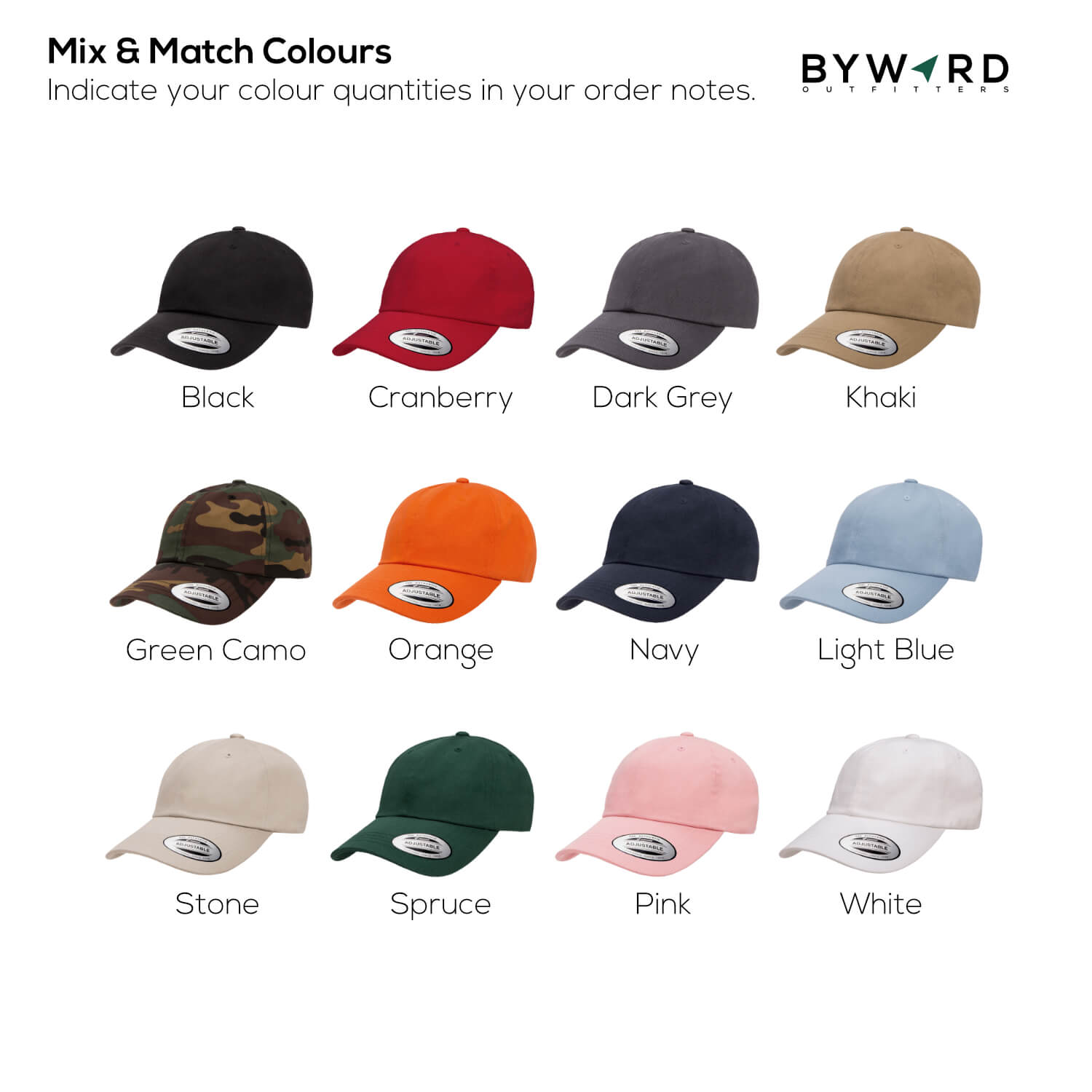 byward outfitters custom hats, custom leather patch dad hat