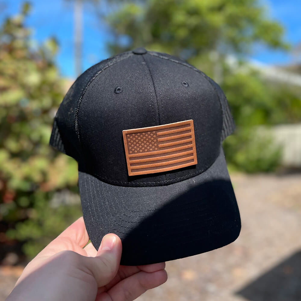 USA Flag Leather Patch Hat