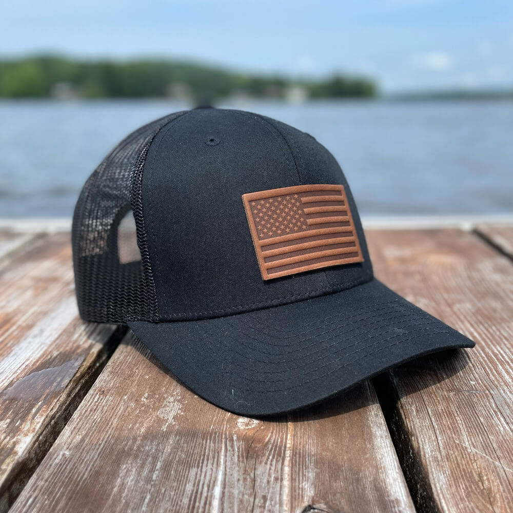 USA Flag Leather Patch Hat