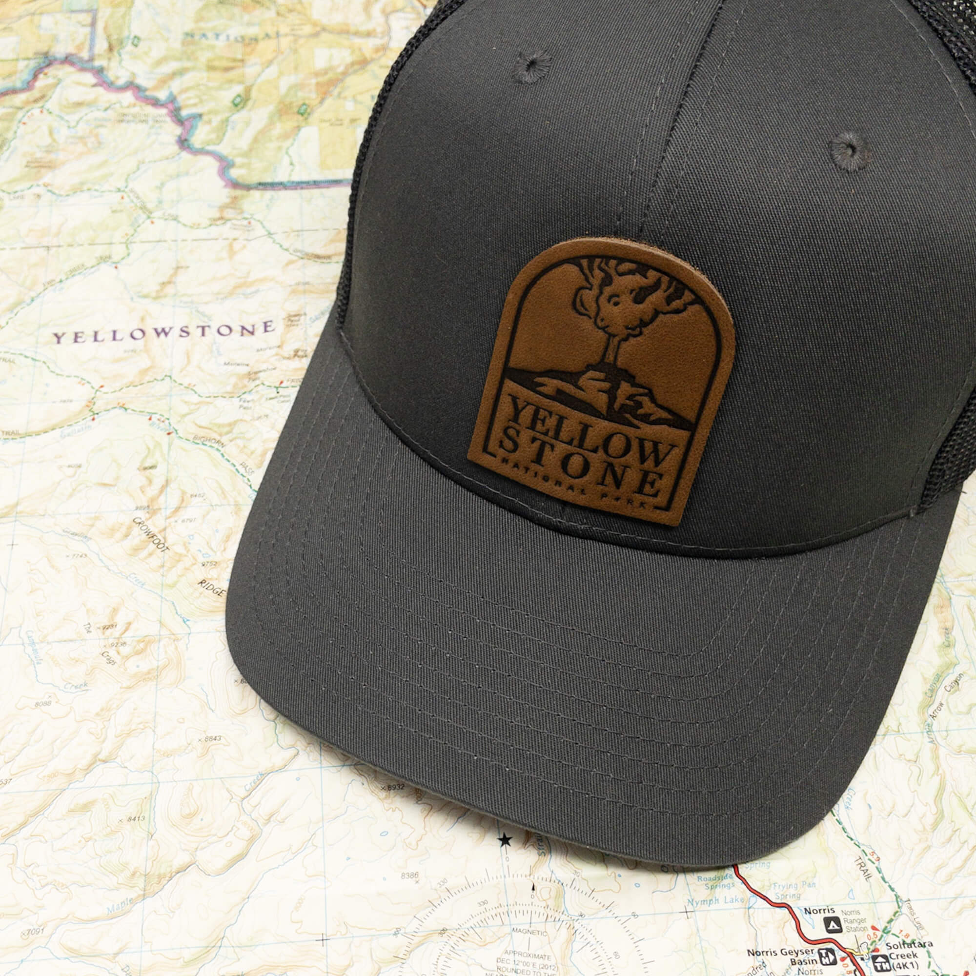 Yellowstone National Park Leather Patch Hat