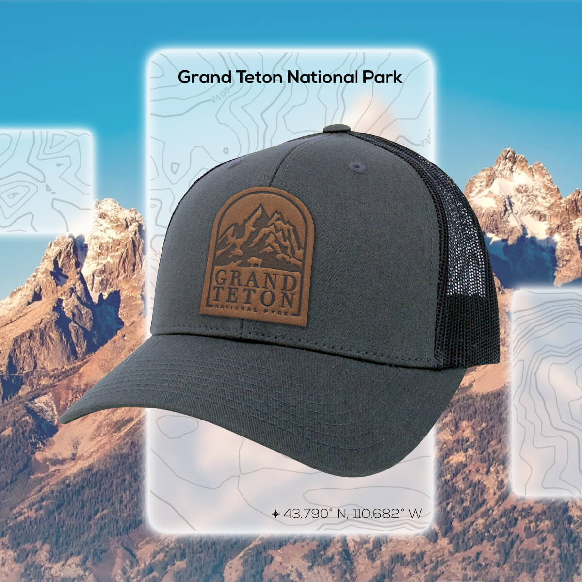 Grand Teton National Park Leather Patch Hat
