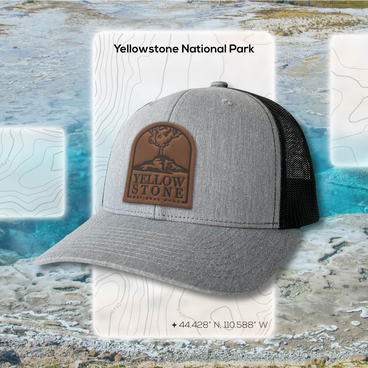 Yellowstone National Park Leather Patch Hat