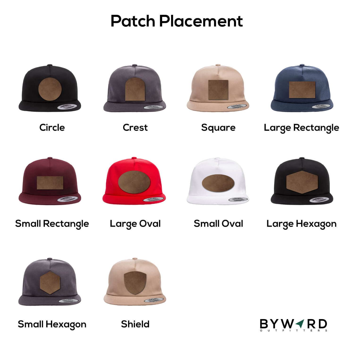 byward outfitters custom hats, custom leather patch flat brim hat