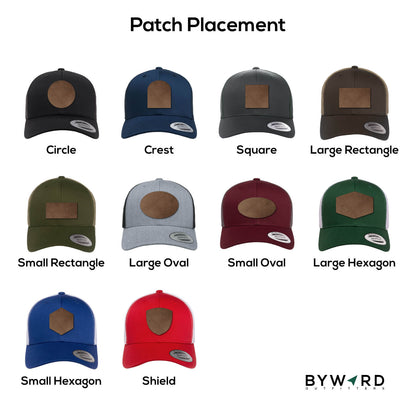 byward outfitters custom hats, custom leather patch trucker hat