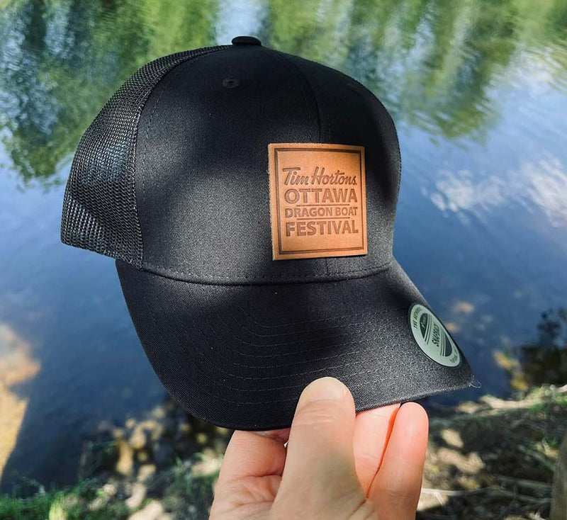 Custom leather patch trucker hat for Ottawa Dragon Boat Festival