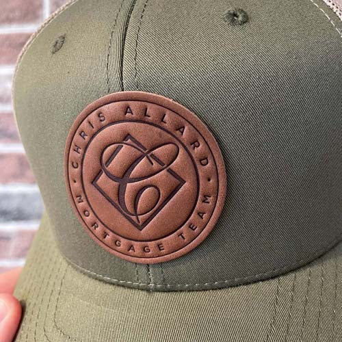 Embossed Logo on a Custom Leather Patch Trucker Hat